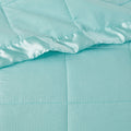 Oversized Down Alternative Blanket With Satin Trim Aqua Polyester