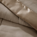 Lightweight Down Alternative Blanket With Satin Trim Brown Polyester