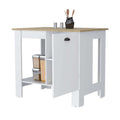 Vancouver 1 Door Kitchen Island With Open Shelf White And Macadamia White Mdf