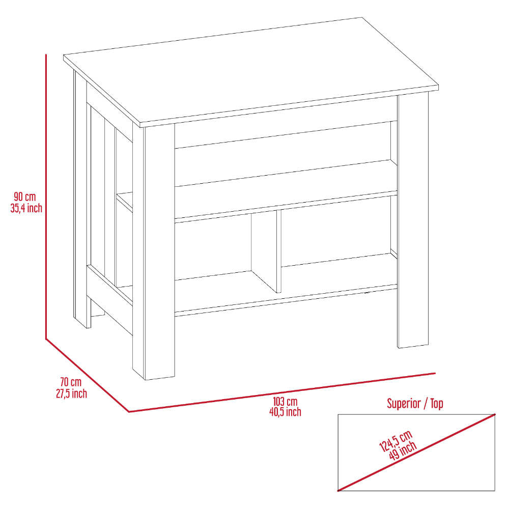 Newton 8 Shelf 1 Drawer 2 Piece Kitchen Set, Kitchen Island And Pantry Cabinet White And Light Gray White Mdf