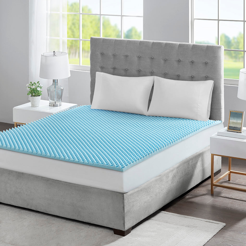 All Season Reversible Hypoallergenic 1.5" Cooling Mattress Topper Blue Foam Twin Xl