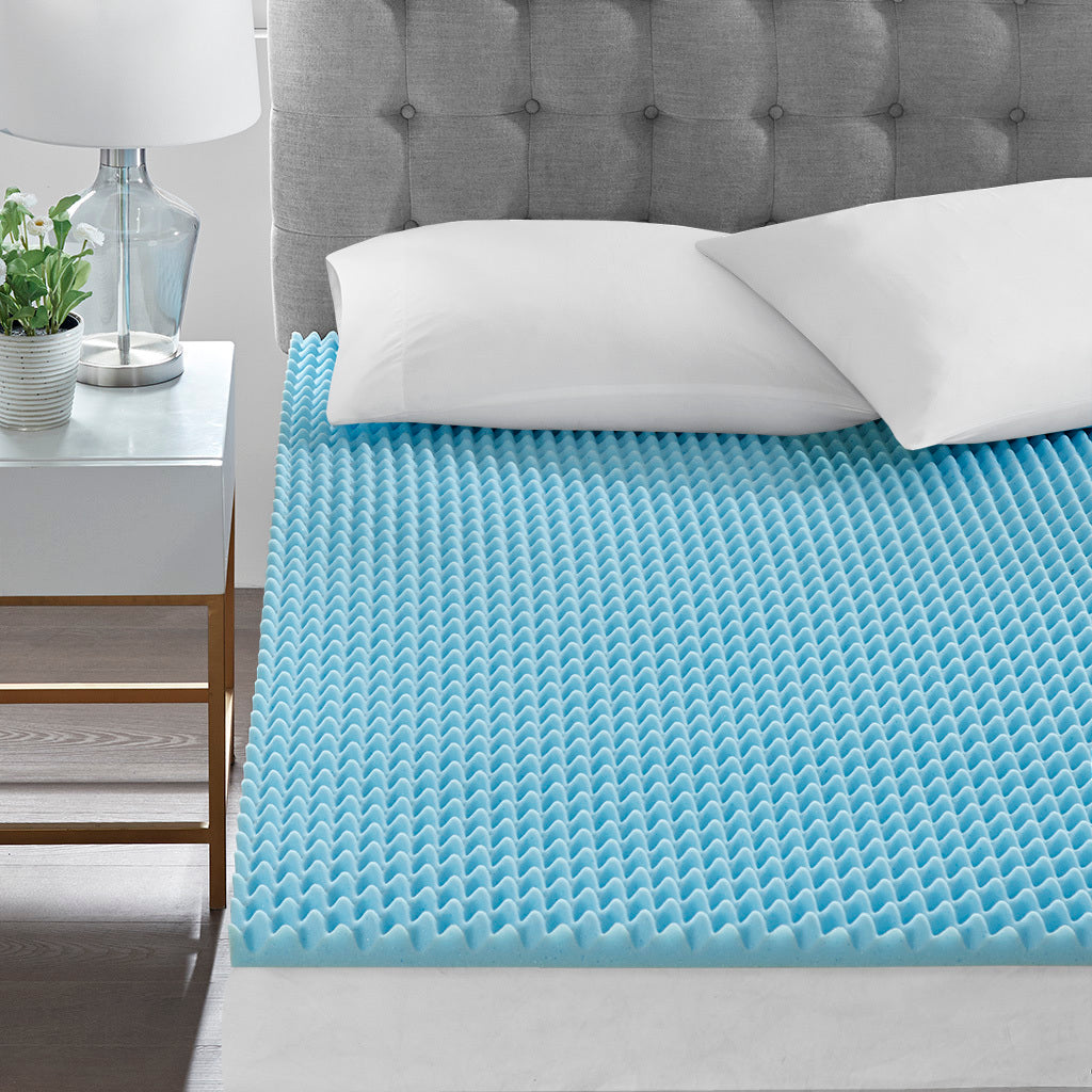 All Season Reversible Hypoallergenic 1.5" Cooling Mattress Topper Blue Foam Queen