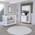 Nadina 4 Door 2 Drawer 2 Piece Kitchen Set, Kitchen Island And Kitchen Pantry White And Light Oak White Mdf