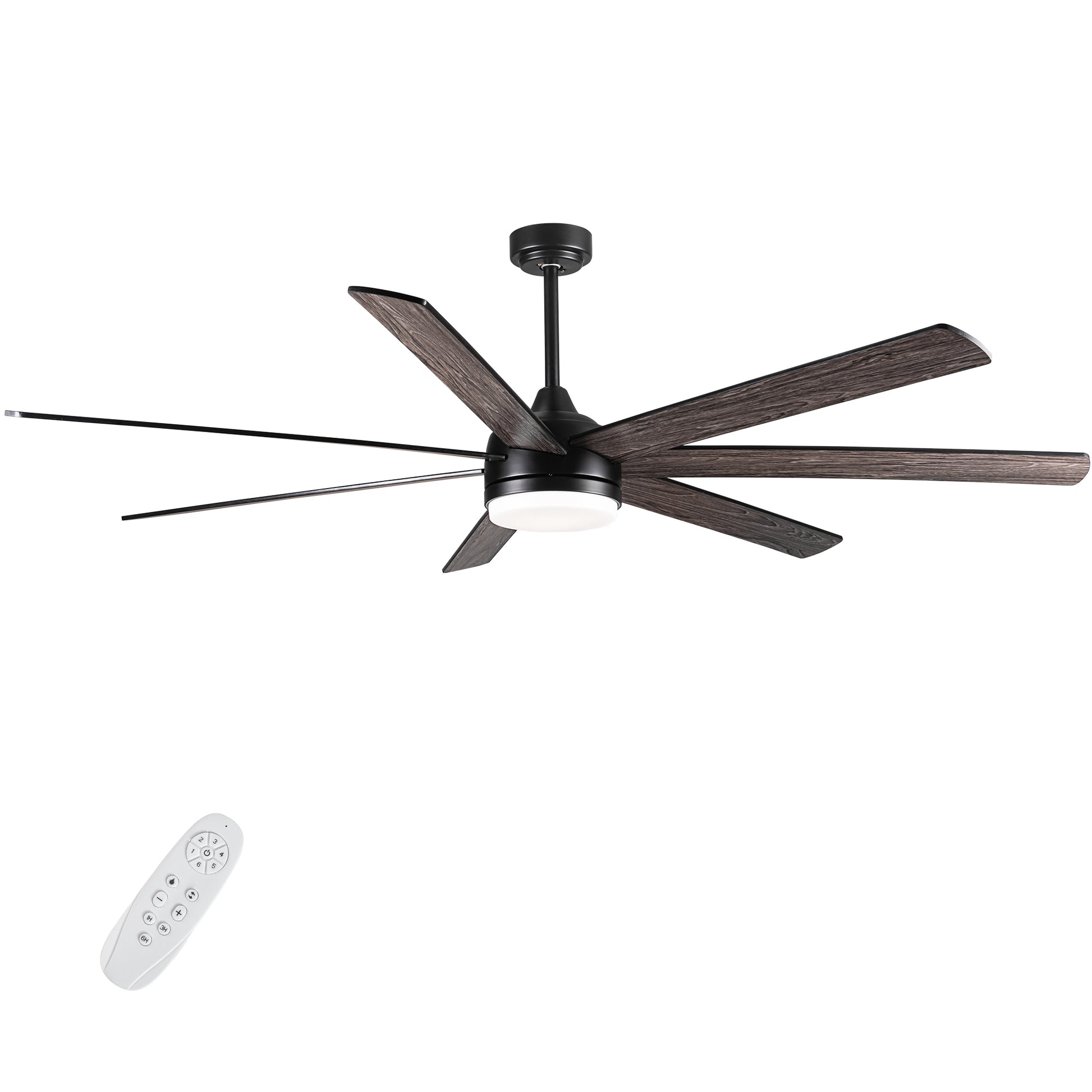 72 In Farmhouse Ceiling Fan With Plywood Blades For Dining Room Black Metal & Wood