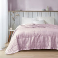 Oversized Down Alternative Blanket With Satin Trim Lilac Polyester