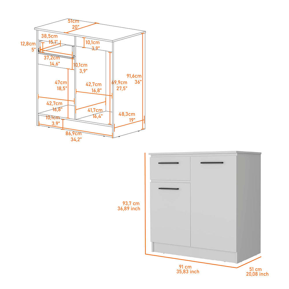 Loonam 2 Door 1 Drawer Dresser White White Mdf
