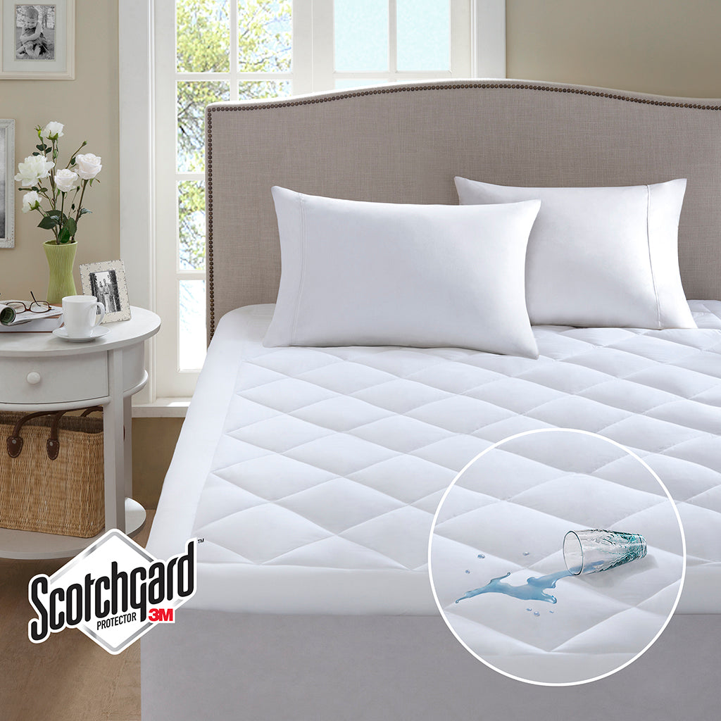 Deep Pocket Waterproof Mattress Pad White Microfiber