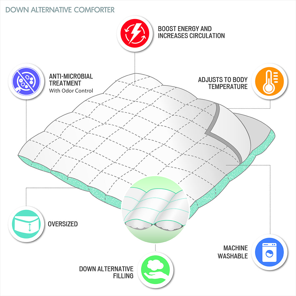 Energy Recovery Oversized Down Alternative Comforter White Polyester