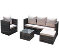 Rattan Patio Furniture Set Wicker Sofa Cushioned Sectional Furniture Set Garden Patio Sofa Set 4 Pieces, Brown Brown Rattan