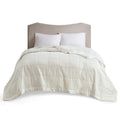 Oversized Down Alternative Blanket With Satin Trim Ivory Polyester