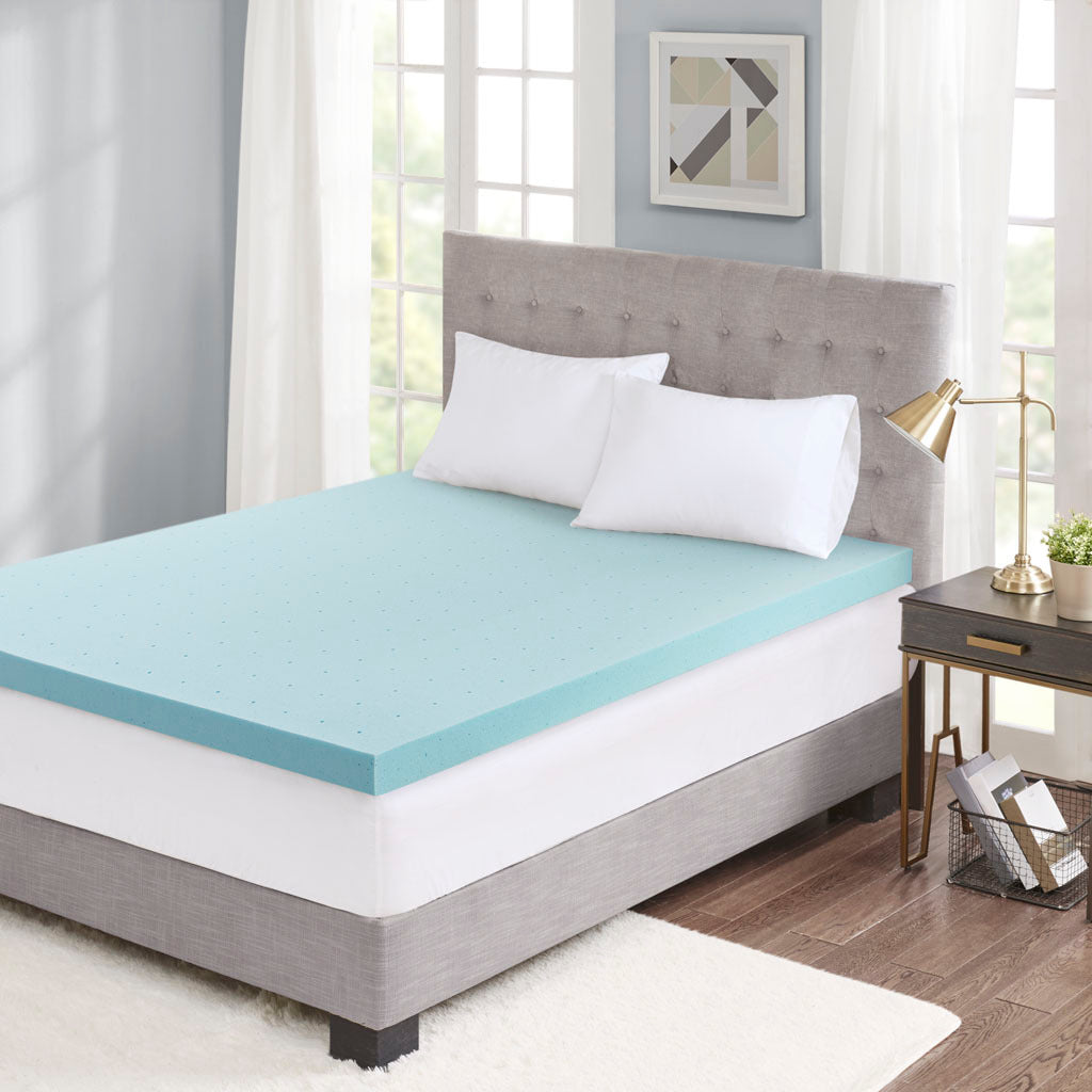 Hypoallergenic 3" Cooling Gel Memory Foam Mattress Topper With Removable Cooling Cover White Polyester