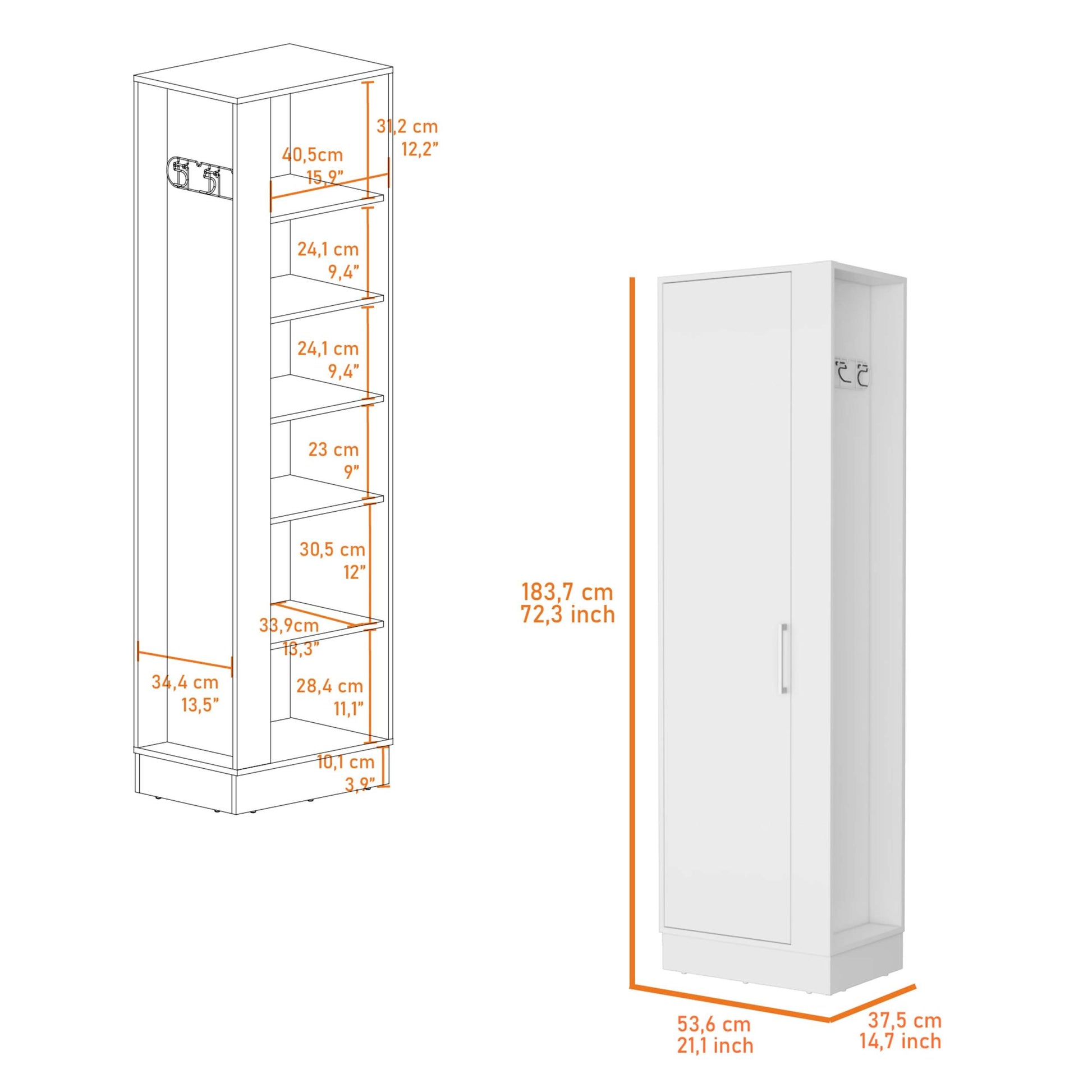 Greenville 2 Door 6 Shelf Tall Storage Cabinet White White Mdf