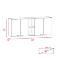Sierra 7 Shelf 4 Door 2 Piece Kitchen Set, Upper Wall Cabinet And Kitchen Island White And Walnut White Mdf