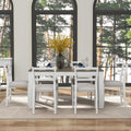 7 Piece Wooden Dining Table Set Mutifunctional Extendable Table With 12