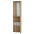 Kempwell 2 Door 2 Shelf Corner Bar Cabinet With Glass Rack Macadamia Brown Mdf