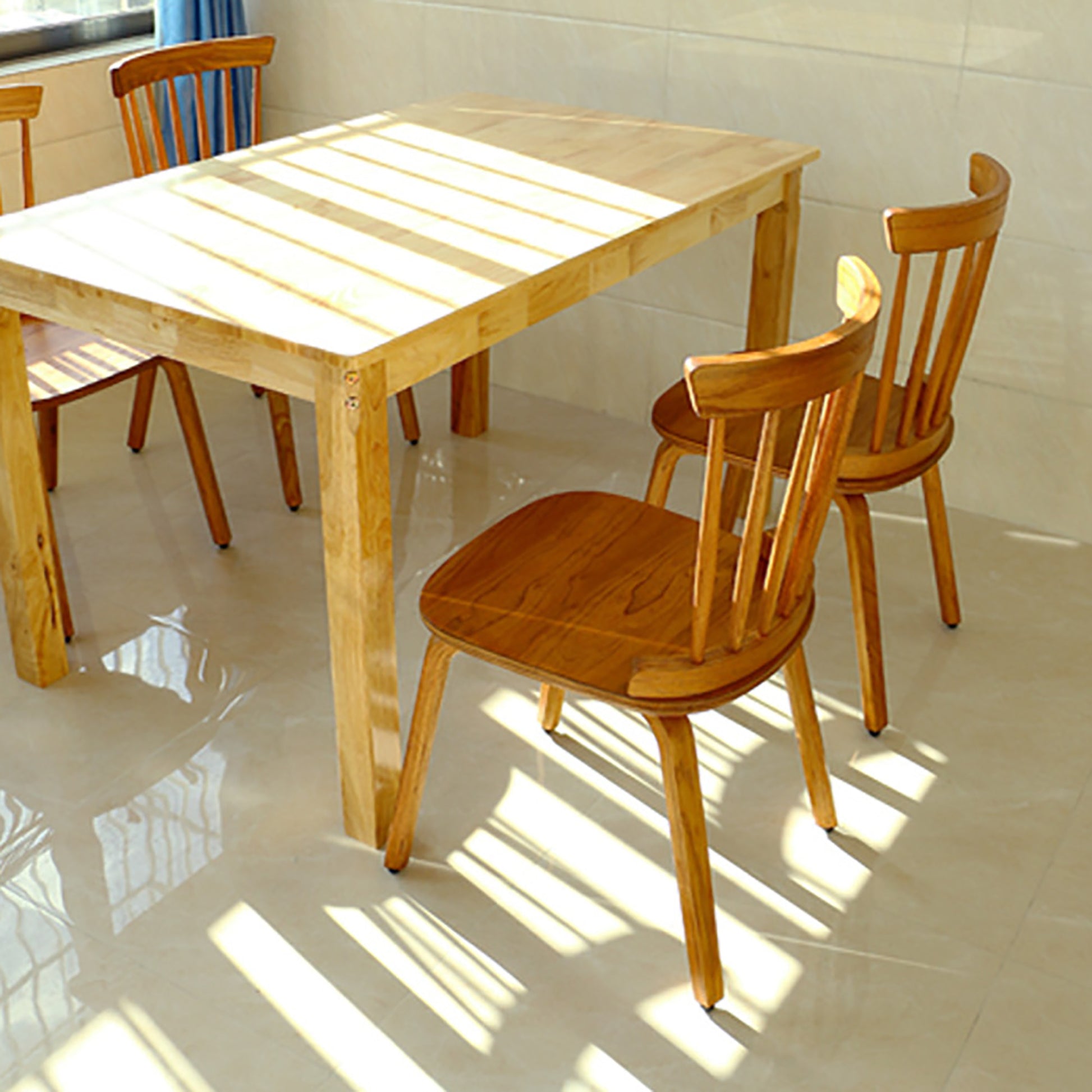 Solid Wood Slat Back Windsor Chair Set Of 2 Walnut Plywood