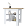 Adeline 3 Shelf Kitchen Island White And Macadamia White Mdf