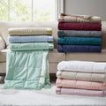 Lightweight Down Alternative Blanket With Satin Trim Cream Polyester