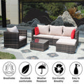 Rattan Patio Furniture Set Wicker Sofa Cushioned Sectional Furniture Set Garden Patio Sofa Set 4 Pieces, Brown Brown Rattan