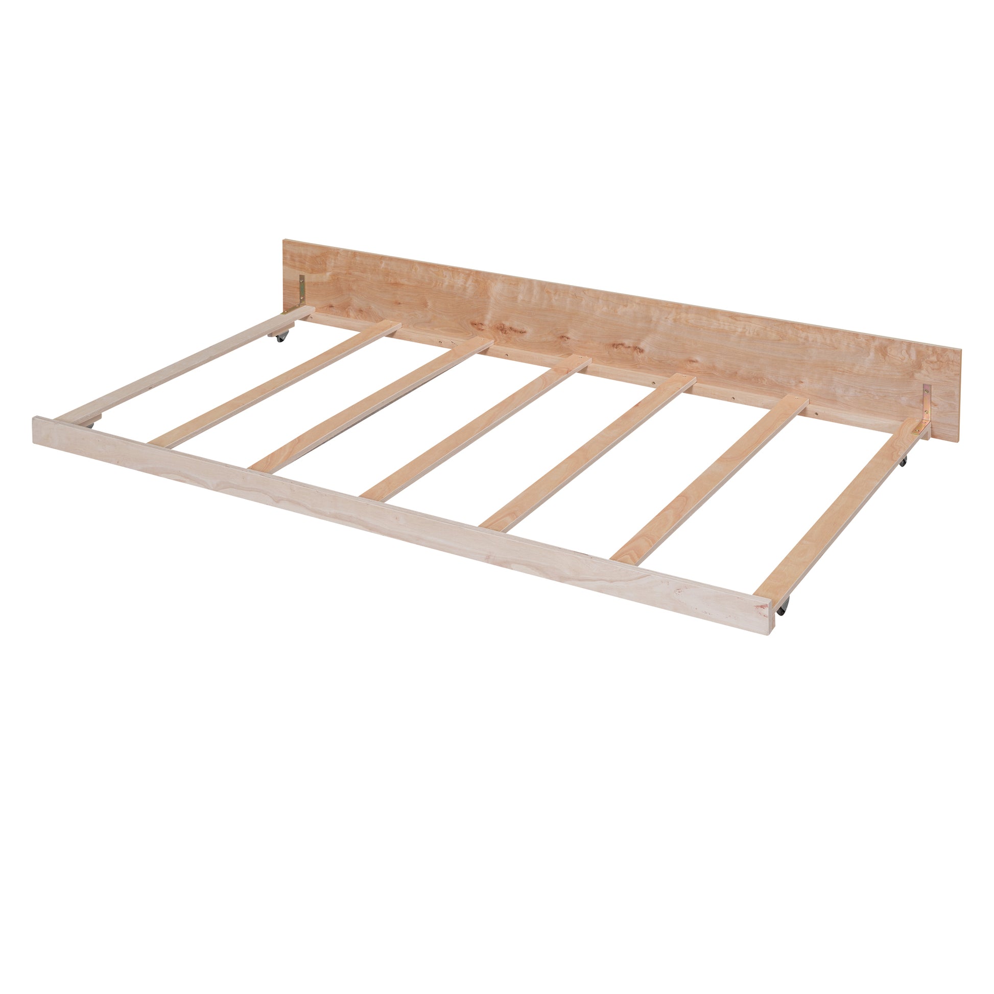 Full Size Wooden House Bed With Twin Size Trundle, Natural Natural Solid Wood