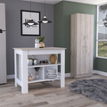 Roblar 8 Shelf 2 Door 2 Piece Kitchen Set, Kitchen Island And Pantry Cabinet White And Light Gray White Mdf