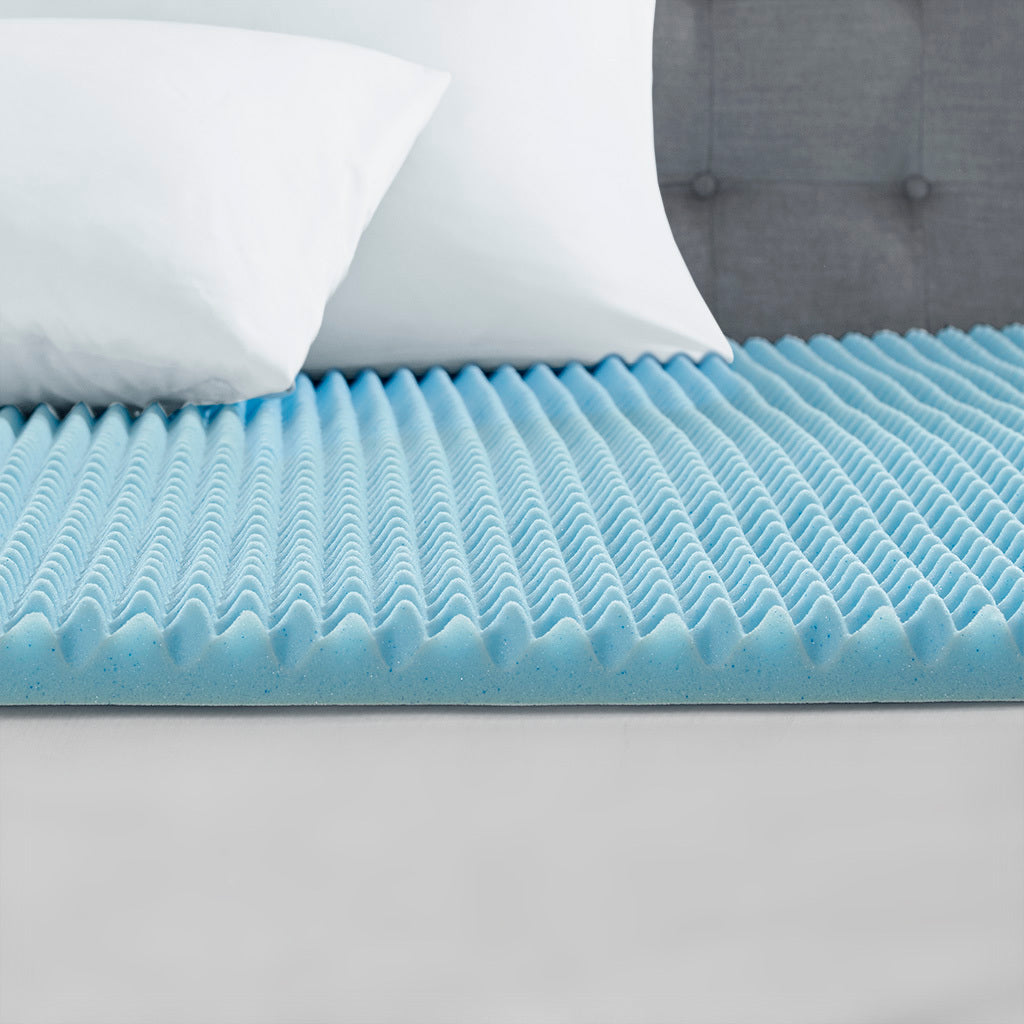 All Season Reversible Hypoallergenic 1.5" Cooling Mattress Topper Blue Foam Queen