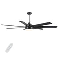 72 In Farmhouse Ceiling Fan With Plywood Blades For Dining Room Black Metal & Wood