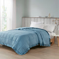 Oversized Down Alternative Blanket With Satin Trim Slate Blue Polyester