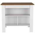 Sierra 7 Shelf 4 Door 2 Piece Kitchen Set, Upper Wall Cabinet And Kitchen Island White And Walnut White Mdf