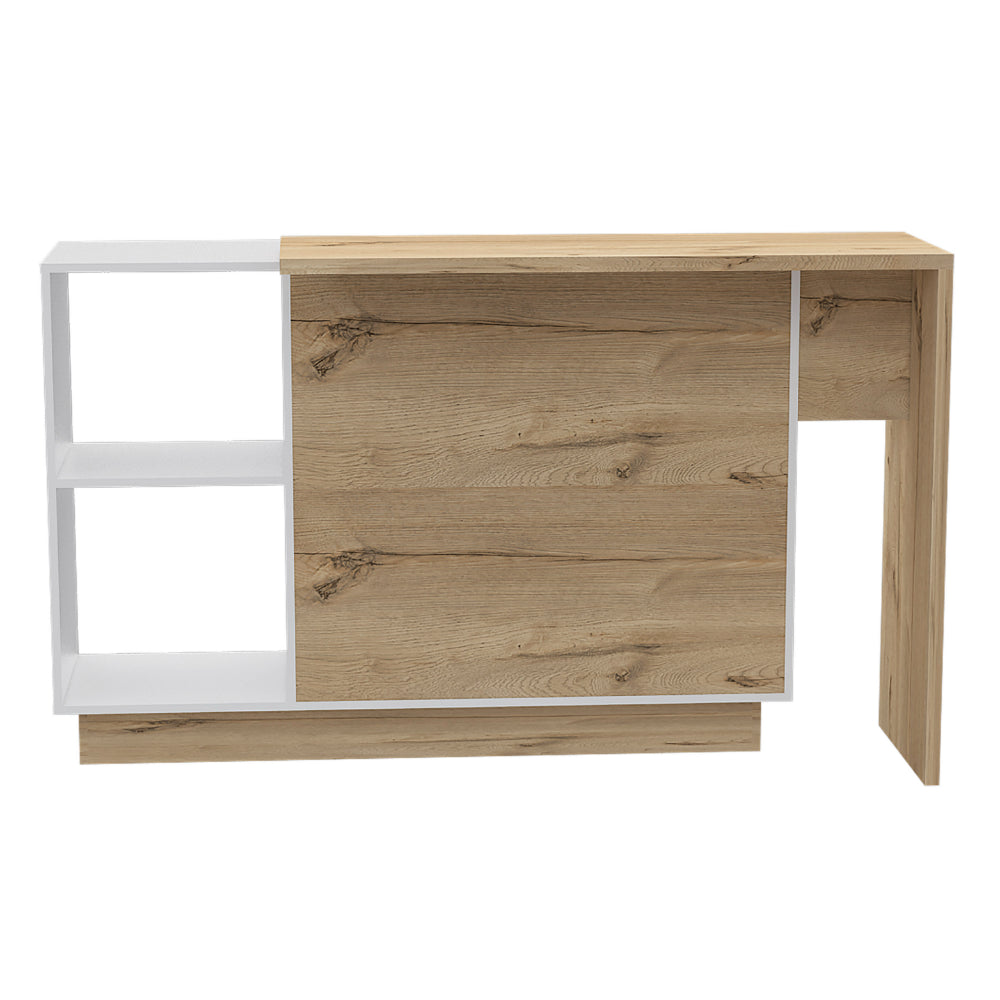 Dorchester 6 Shelf 6 Door 2 Piece Kitchen Set, Kitchen Island And Pantry Cabinet White And Light Oak White Mdf