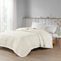 Oversized Down Alternative Blanket With Satin Trim Ivory Polyester