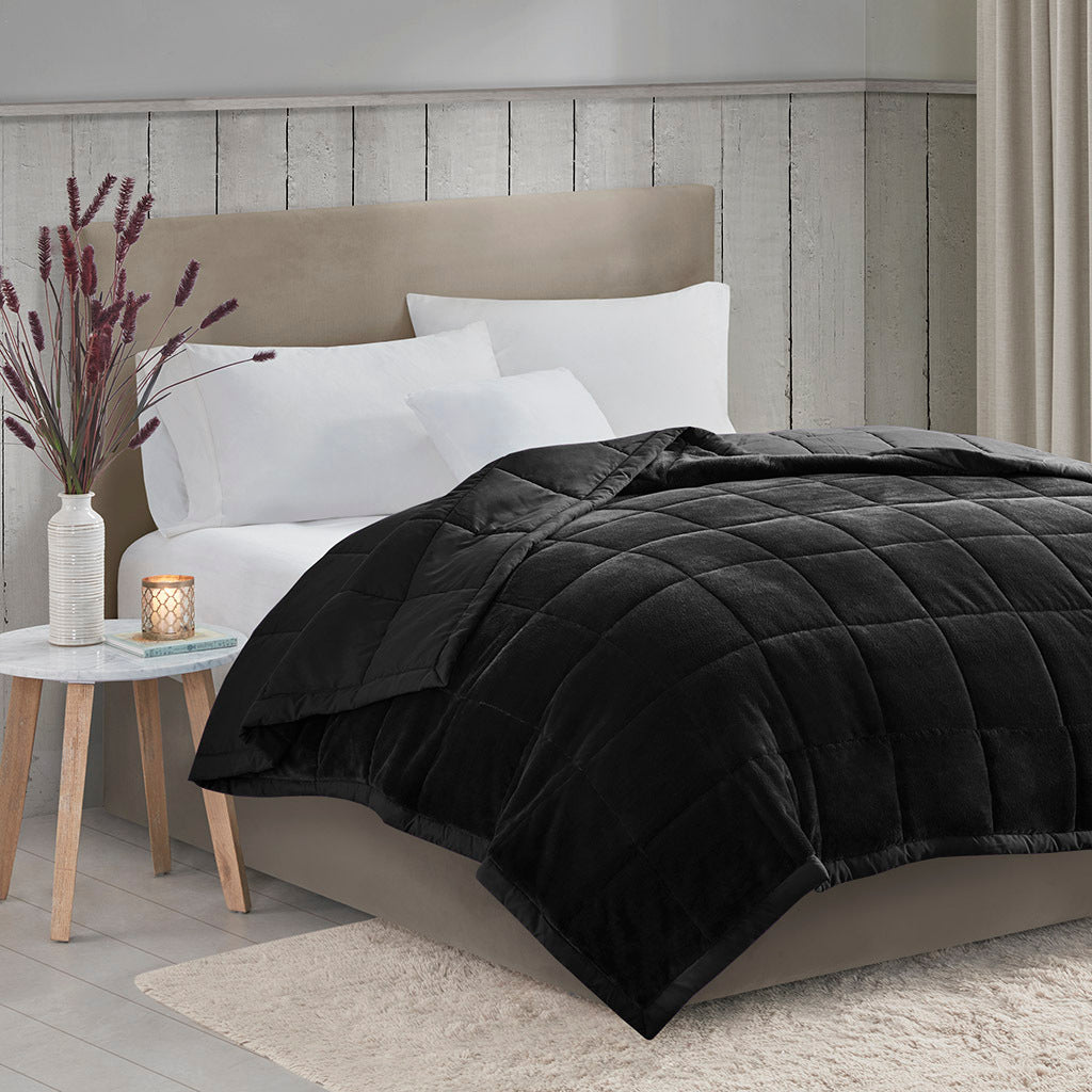 Reversible Heiq Smart Temperature Down Alternative Blanket Black Microfiber