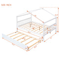 Full Size Wooden House Bed With Twin Size Trundle, White White Solid Wood