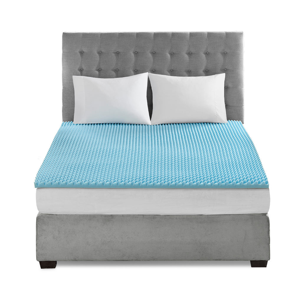 All Season Reversible Hypoallergenic 1.5" Cooling Mattress Topper Blue Foam Queen