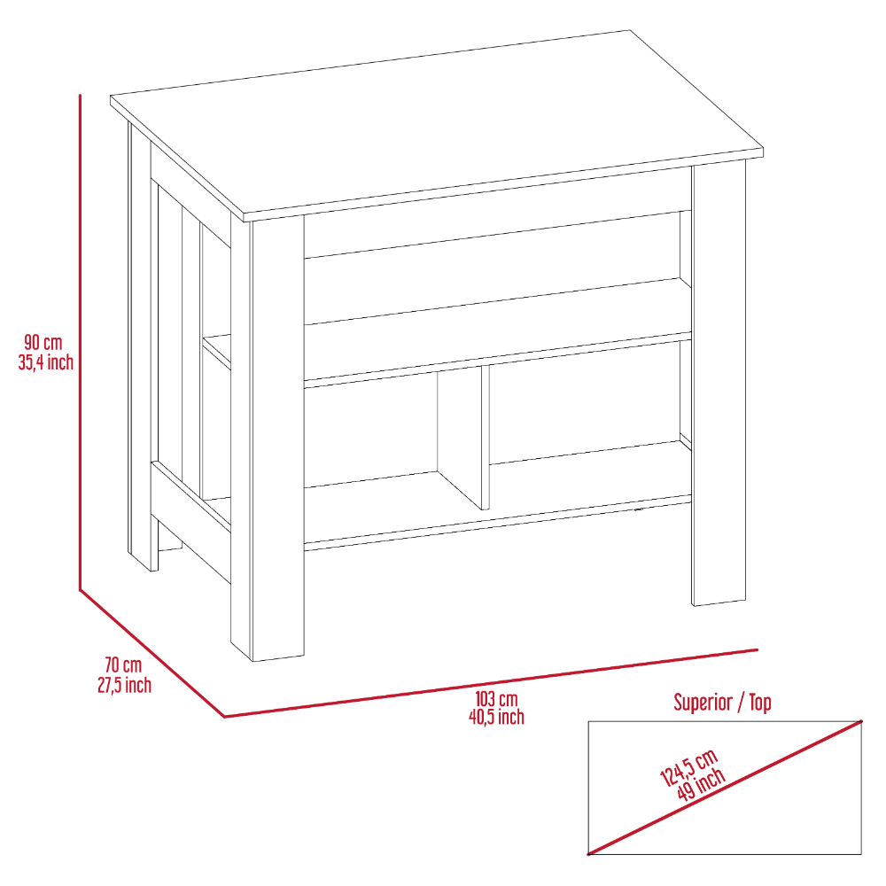Wilmington 10 Shelf 2 Piece Kitchen Set, Kitchen Island And Functional Table Whiteand Light Gray White Mdf