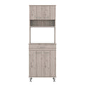 Canyon 4 Door 1 Drawer 2 Piece Kitchen Set, Pantry And Functional Table Light Gray Gray Mdf