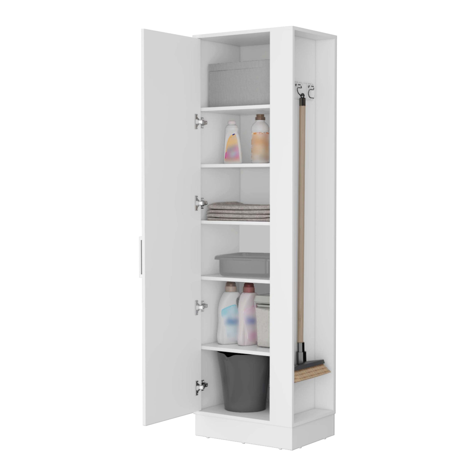 Greenville 2 Door 6 Shelf Tall Storage Cabinet White White Mdf