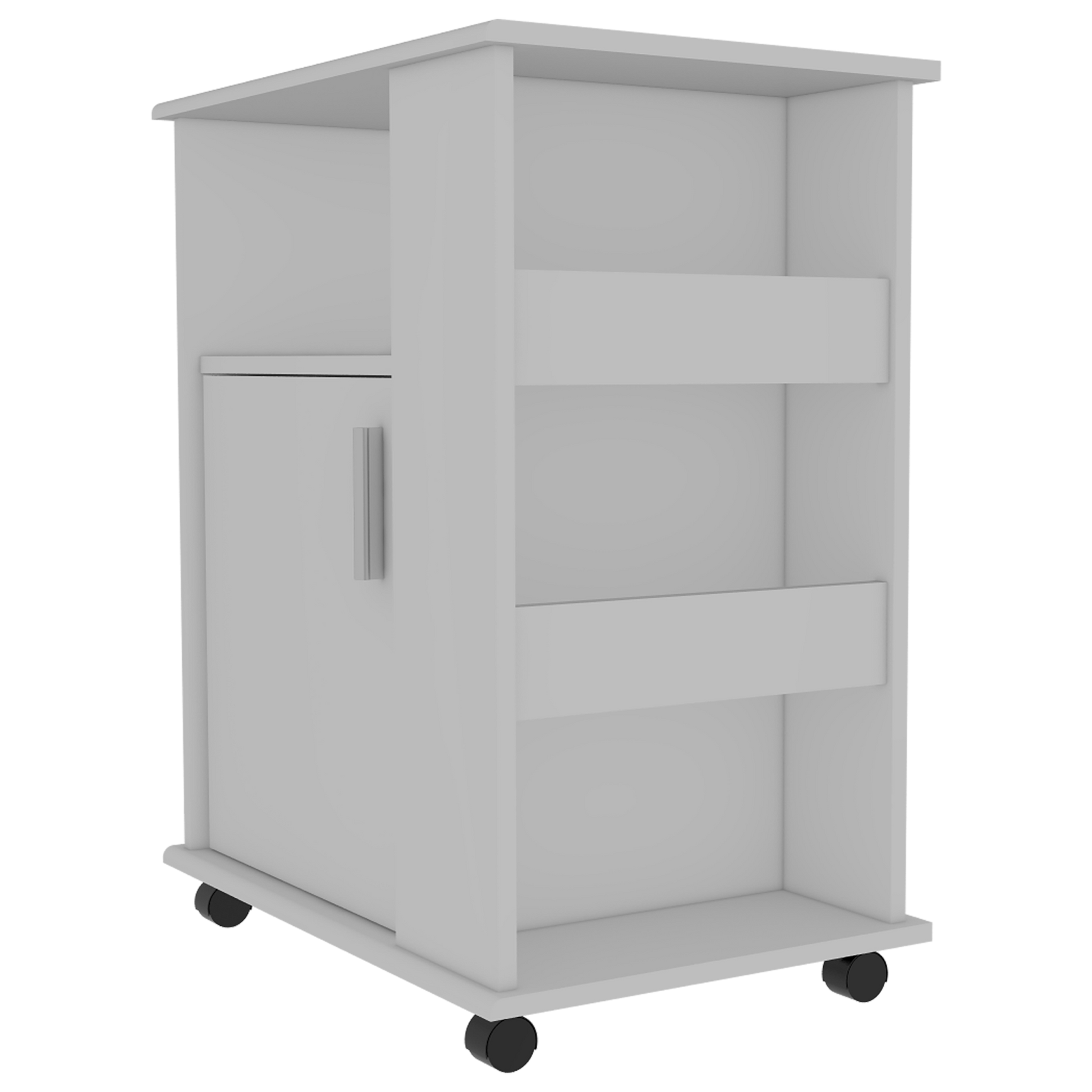 Tournament 6 Shelf 1 Door 3 Drawer 2 Piece Kitchen Set, Kitchen Island And Kitchen Cart White And Light Oak White Mdf