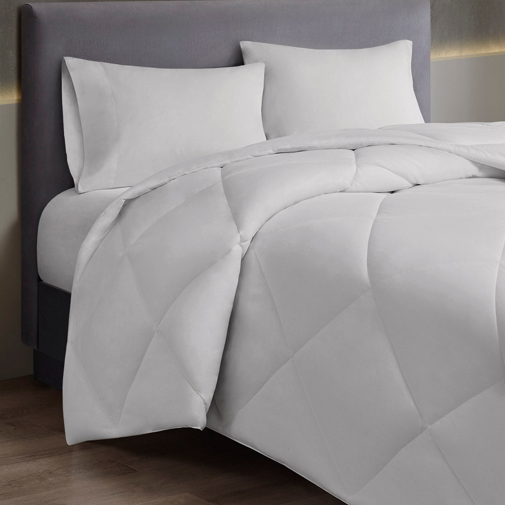 Oversized Down Alt Comforter With Heiq Smart Temp Treatment White King Cal King White Polyester