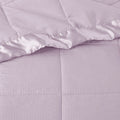 Oversized Down Alternative Blanket With Satin Trim Lilac Polyester