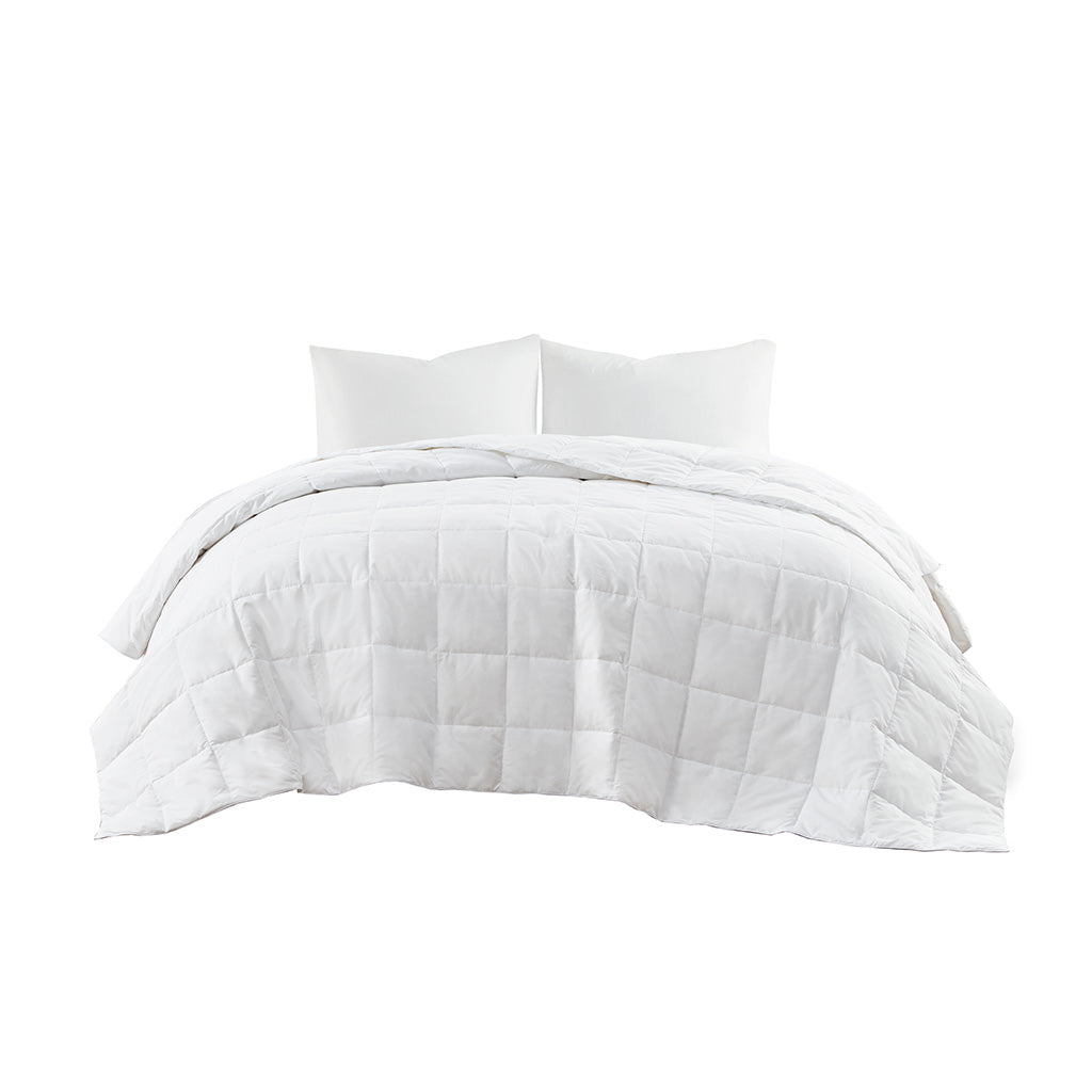 Goose Feather And Down Filling All Seasons Blanket White Microfiber