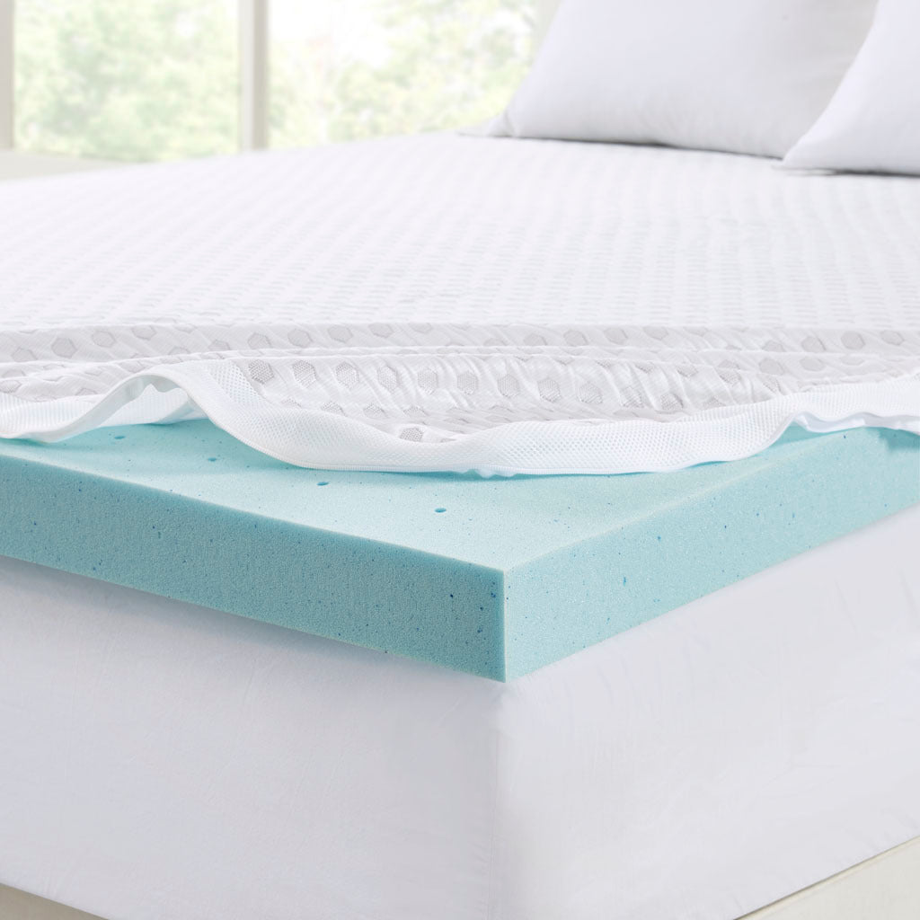 Hypoallergenic 3" Cooling Gel Memory Foam Mattress Topper With Removable Cooling Cover White Polyester