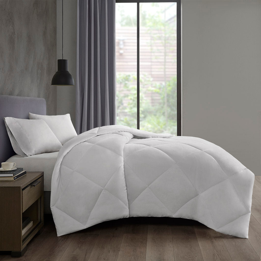 Oversized Down Alt Comforter With Heiq Smart Temp Treatment White King Cal King White Polyester