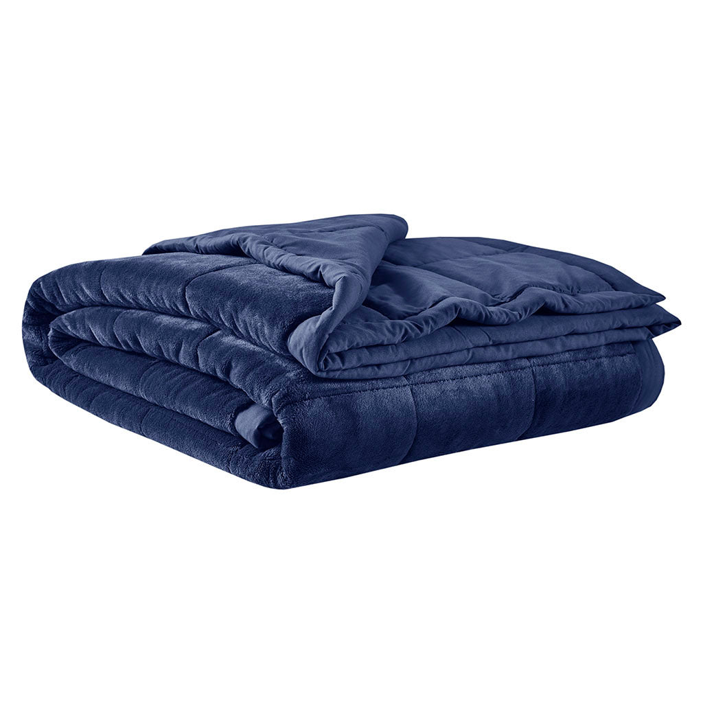 Reversible Heiq Smart Temperature Down Alternative Blanket Navy Microfiber