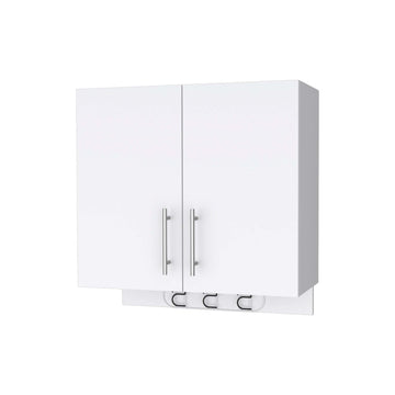 Carmelita 2 Door 2 Shelf Wall Storage Cabinet With Hangers White White Mdf