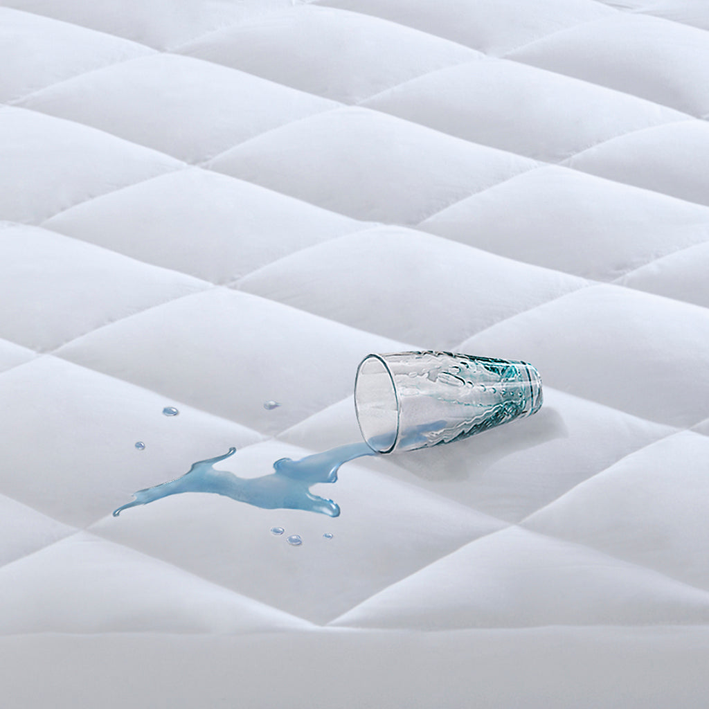 Deep Pocket Waterproof Mattress Pad White Microfiber