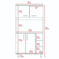 Dorchester 6 Shelf 6 Door 2 Piece Kitchen Set, Kitchen Island And Pantry Cabinet White And Light Oak White Mdf