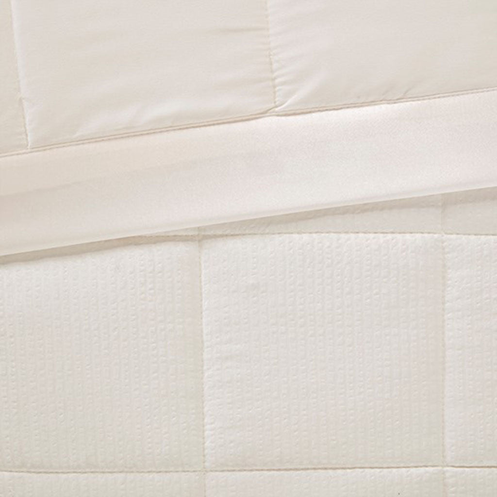 Oversized Down Alternative Blanket With Satin Trim Ivory Polyester