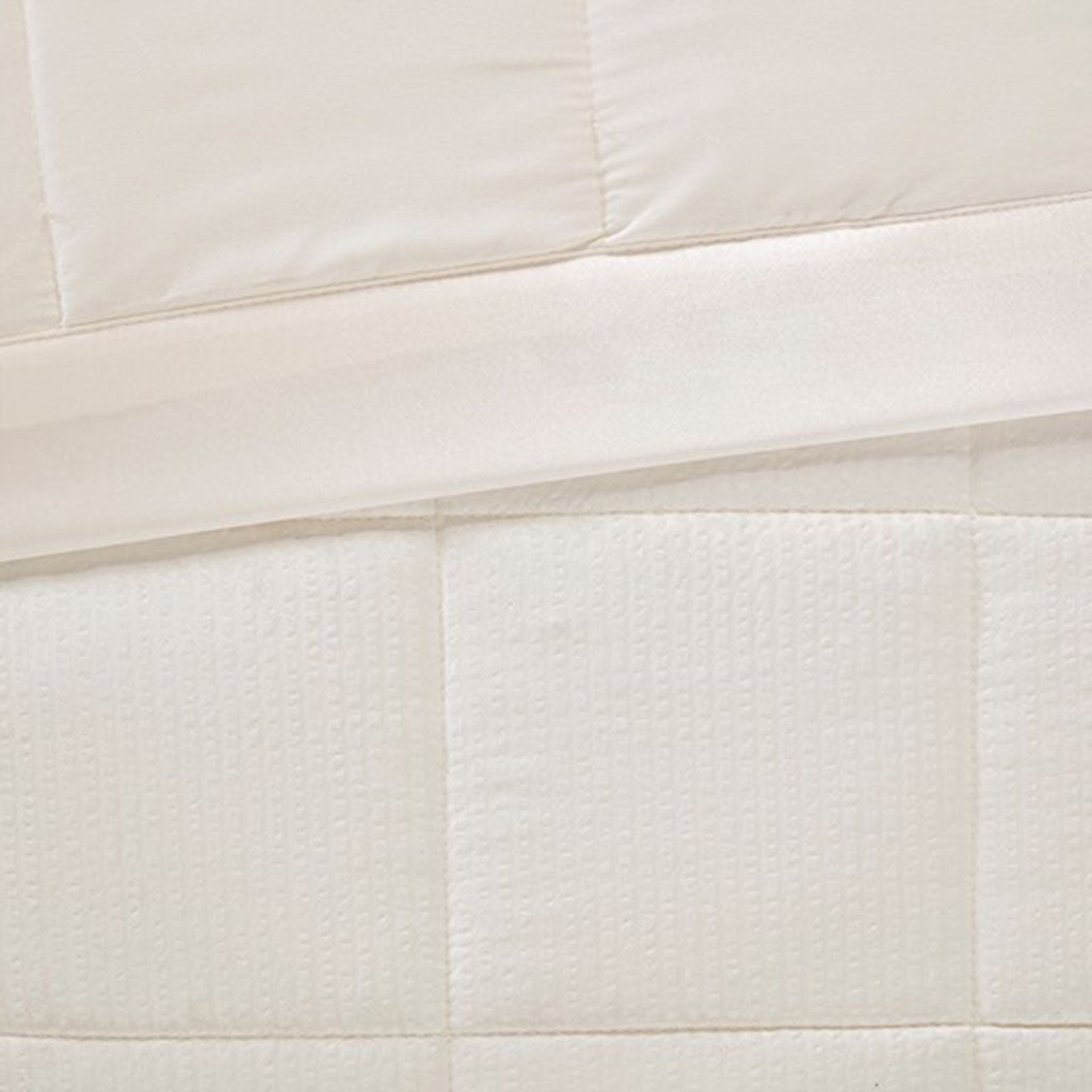 Oversized Down Alternative Blanket With Satin Trim Ivory Polyester