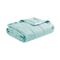 Oversized Down Alternative Blanket With Satin Trim Aqua Polyester